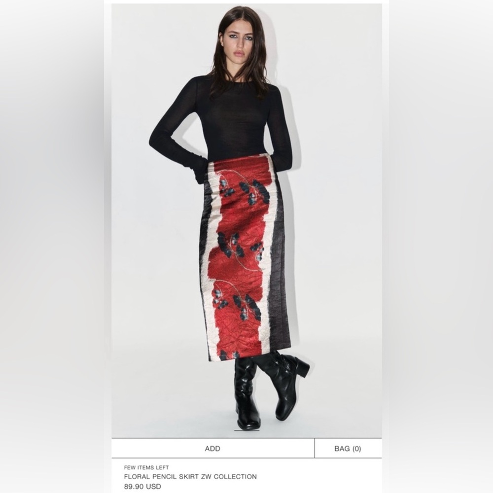 New!!! Zara Floral Pencil Skirt Size XL